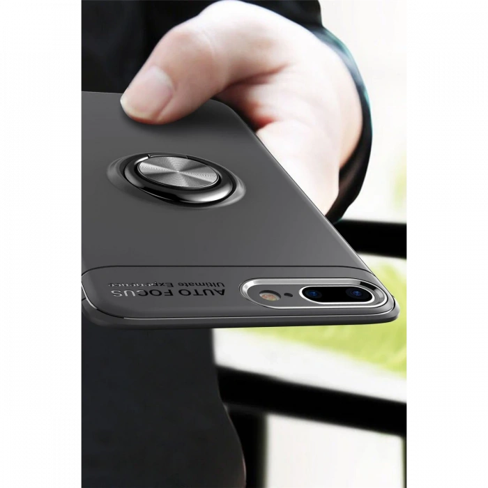 iPhone 7 Plus Kılıf Range Yüzüklü Silikon - Kırmızı