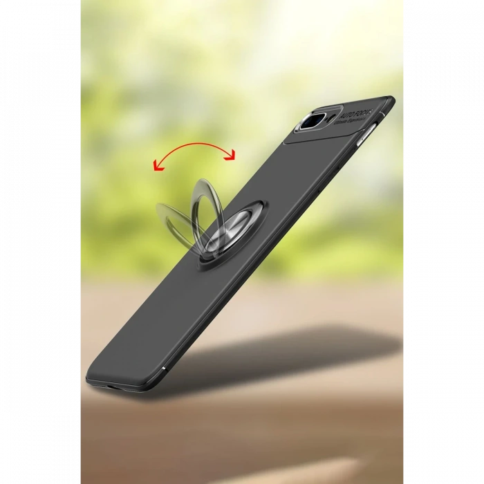 iPhone 7 Plus Kılıf Range Yüzüklü Silikon - Kırmızı