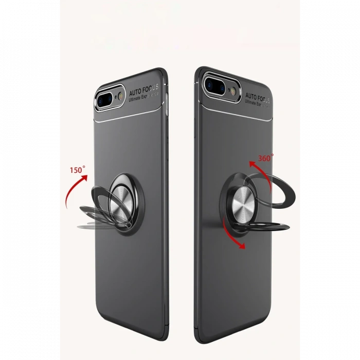 iPhone 7 Plus Kılıf Range Yüzüklü Silikon - Kırmızı