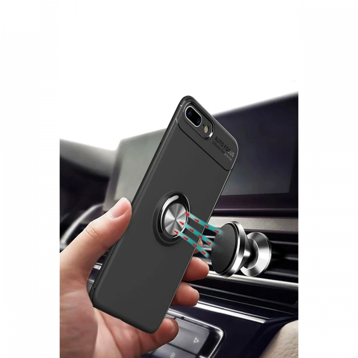 iPhone 7 Plus Kılıf Range Yüzüklü Silikon - Kırmızı