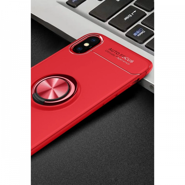 Joy Tekno iPhone XS Kılıf Range Yüzüklü Silikon - Kırmızı