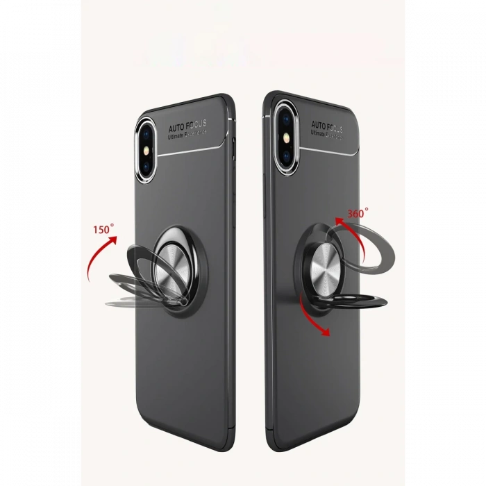 Joy Tekno iPhone XS Kılıf Range Yüzüklü Silikon - Kırmızı