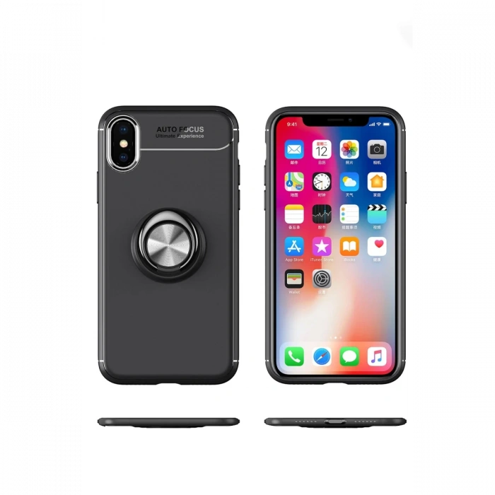 Joy Tekno iPhone XS Kılıf Range Yüzüklü Silikon - Kırmızı