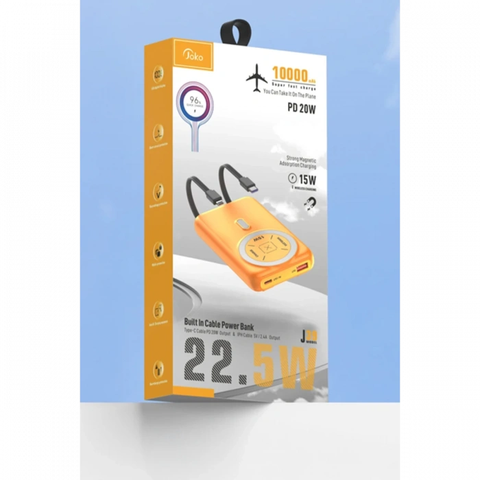 Joy Tekno J39 10.000 mAh 20W PD Dahili Kablolu Magsafe Powerbank