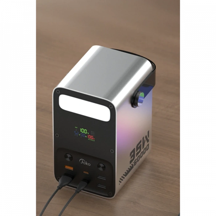 Joy Tekno J51 60.000 mAh Dijital Sarj Göstergeli Led Işıklı 35W PD Powerbank - Gümüş