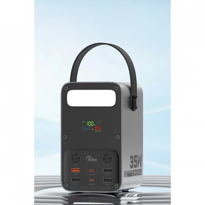 Joy Tekno J51 60.000 mAh Dijital Sarj Göstergeli Led Işıklı 35W PD Powerbank - Gümüş