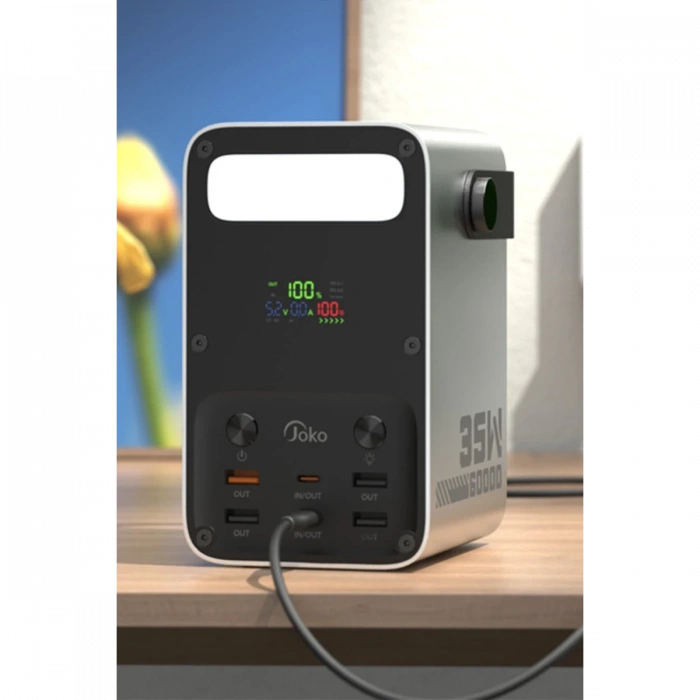 Joy Tekno J51 60.000 mAh Dijital Sarj Göstergeli Led Işıklı 35W PD Powerbank - Gümüş
