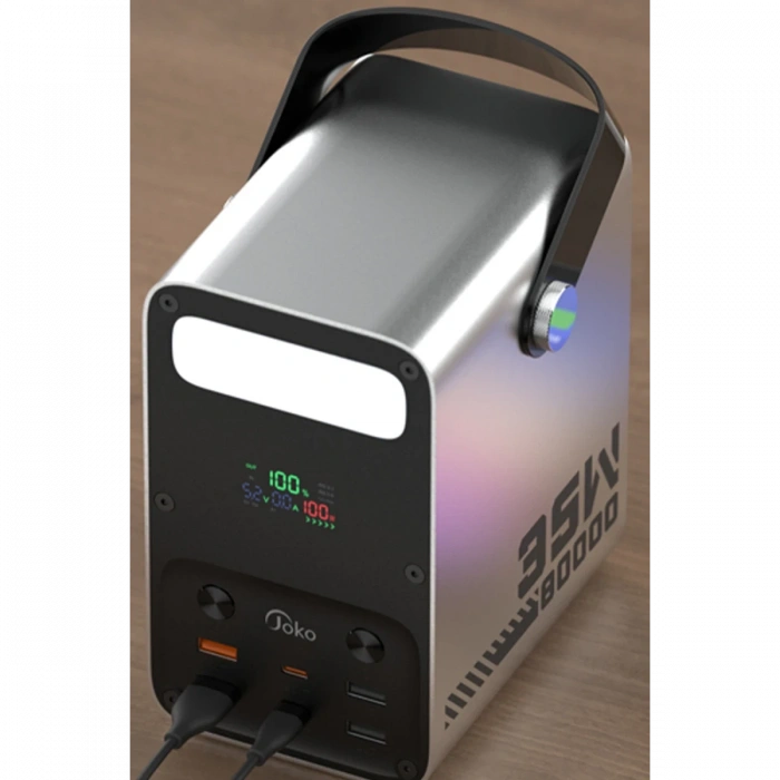 Joy Tekno J52 80.000 mAh Dijital Şarj Göstergeli Led Işıklı 35W PD Powerbank - Gümüş