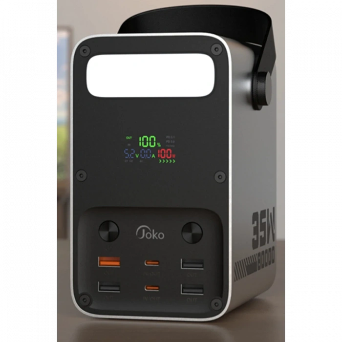 Joy Tekno J52 80.000 mAh Dijital Şarj Göstergeli Led Işıklı 35W PD Powerbank - Gümüş