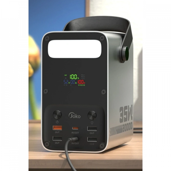 Joy Tekno J52 80.000 mAh Dijital Şarj Göstergeli Led Işıklı 35W PD Powerbank - Gümüş