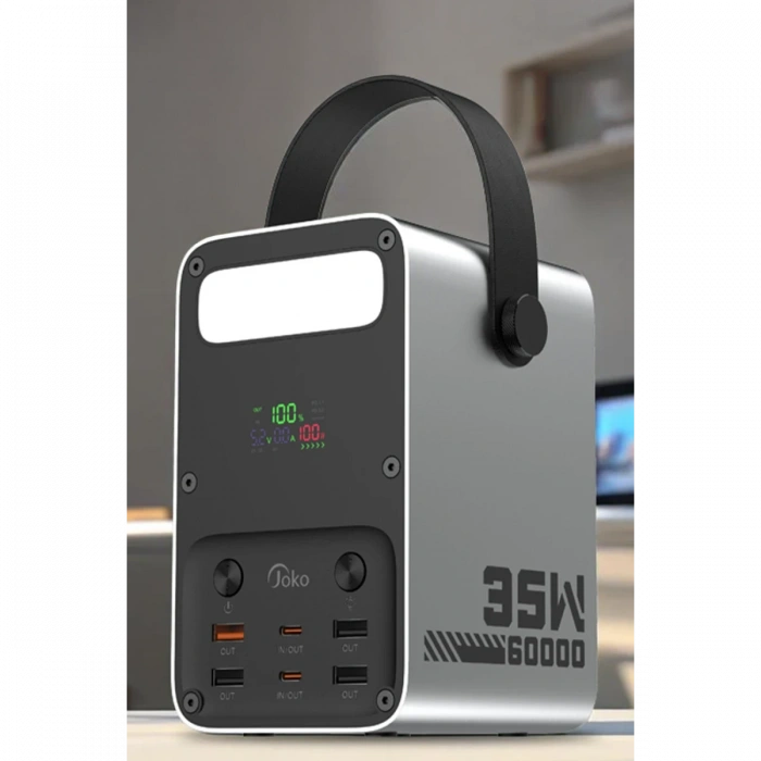 Joy Tekno J52 80.000 mAh Dijital Şarj Göstergeli Led Işıklı 35W PD Powerbank - Gümüş