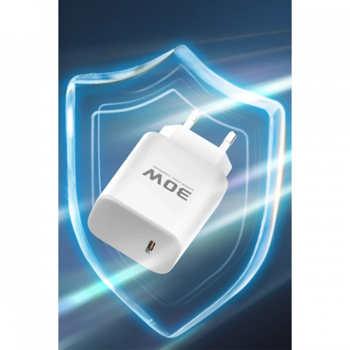 Joy Tekno JK89 30W Type-C Çıkışlı Ekstra DC66 1M Type-C to Lightning  Kablolu PD Şarj Cihazı - Beyaz