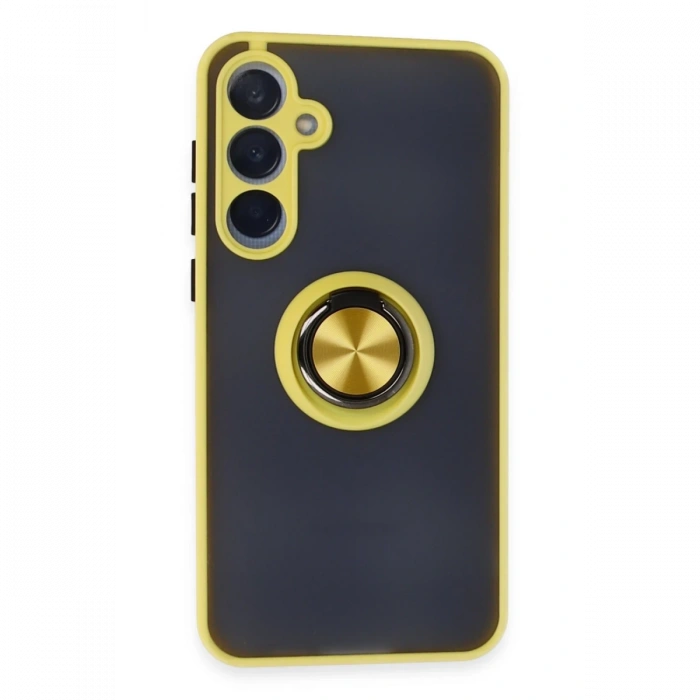 Samsung Galaxy A35 5G Kılıf Montreal Yüzüklü Silikon Kapak - Sarı