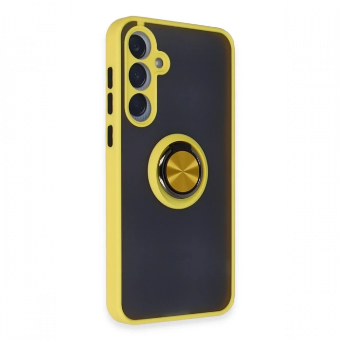Samsung Galaxy A55 5G Kılıf Montreal Yüzüklü Silikon Kapak - Sarı