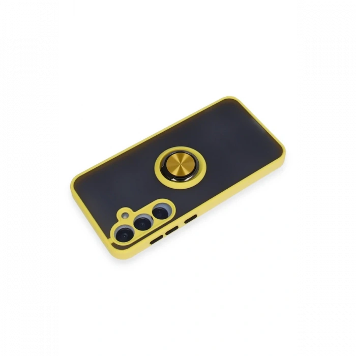 Samsung Galaxy A55 5G Kılıf Montreal Yüzüklü Silikon Kapak - Sarı