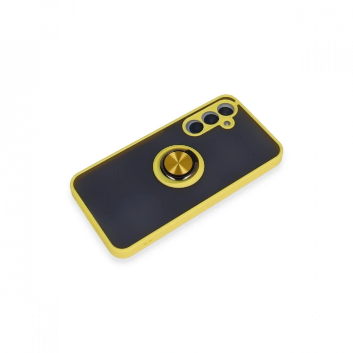 Samsung Galaxy A55 5G Kılıf Montreal Yüzüklü Silikon Kapak - Sarı