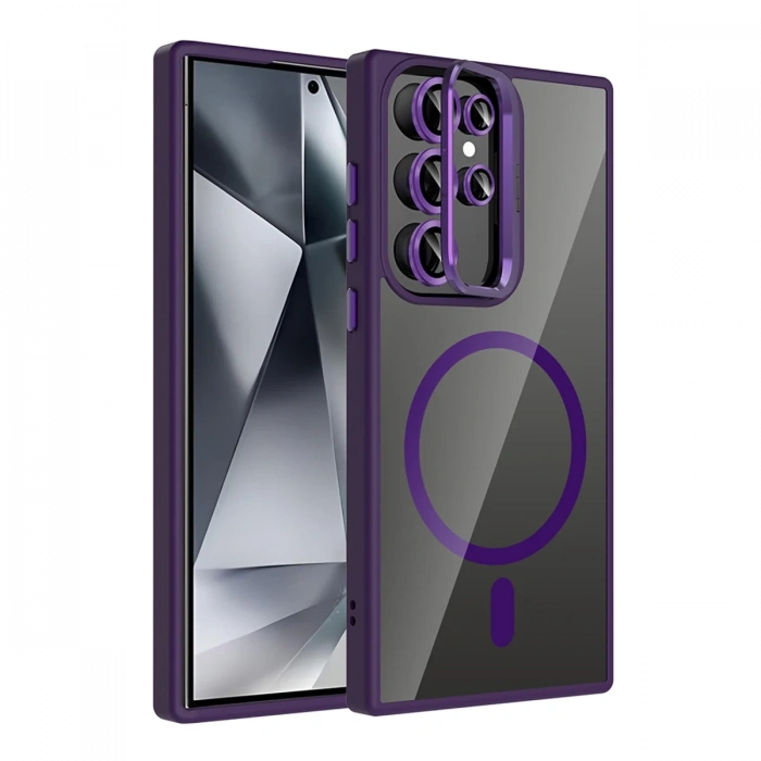 Joy Tekno Samsung Galaxy S23 Ultra Remim Lensli Magsafe Standlı Kapak