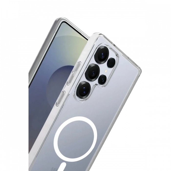 Joy Tekno Samsung Galaxy S24 Ultra Combo Sert Şeffaf Magsafe Kapak - Şeffaf