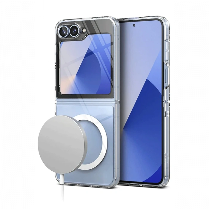 Joy Tekno Samsung Galaxy Z Flip 6 Kılıf Magneticsafe Şeffaf Silikon - Şeffaf