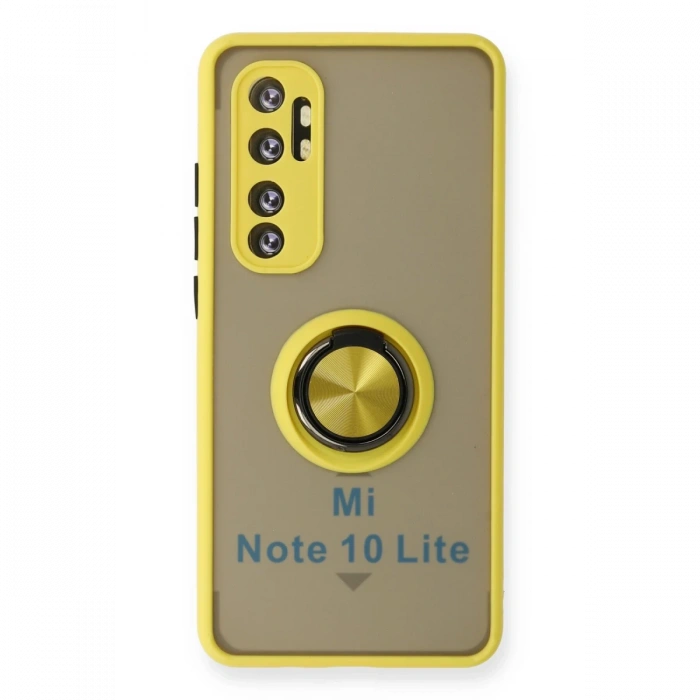 Xiaomi Mi Note 10 Lite Kılıf Montreal Yüzüklü Silikon Kapak - Sarı