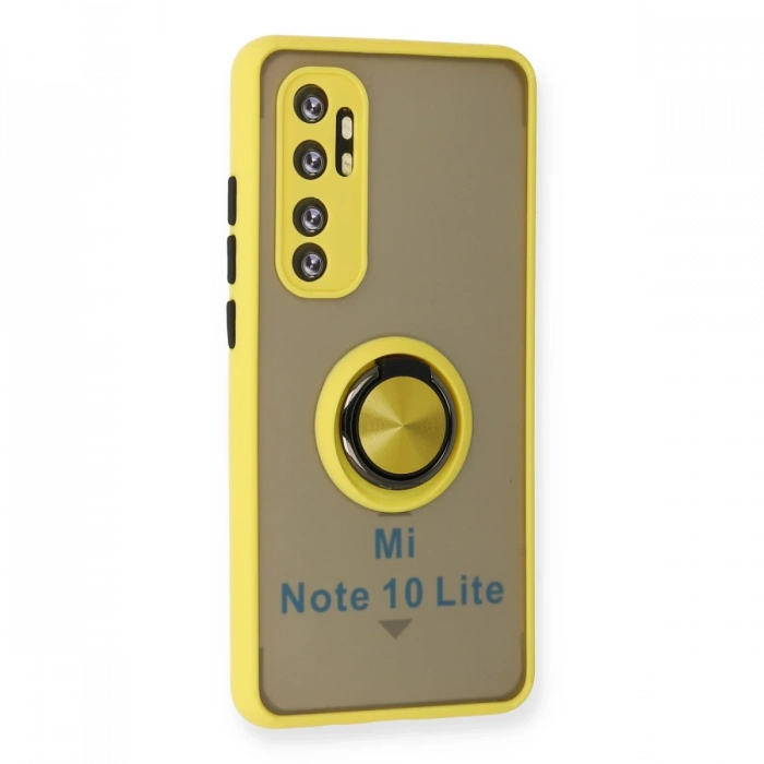 Xiaomi Mi Note 10 Lite Kılıf Montreal Yüzüklü Silikon Kapak - Sarı