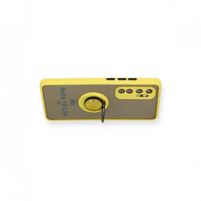 Xiaomi Mi Note 10 Lite Kılıf Montreal Yüzüklü Silikon Kapak - Sarı