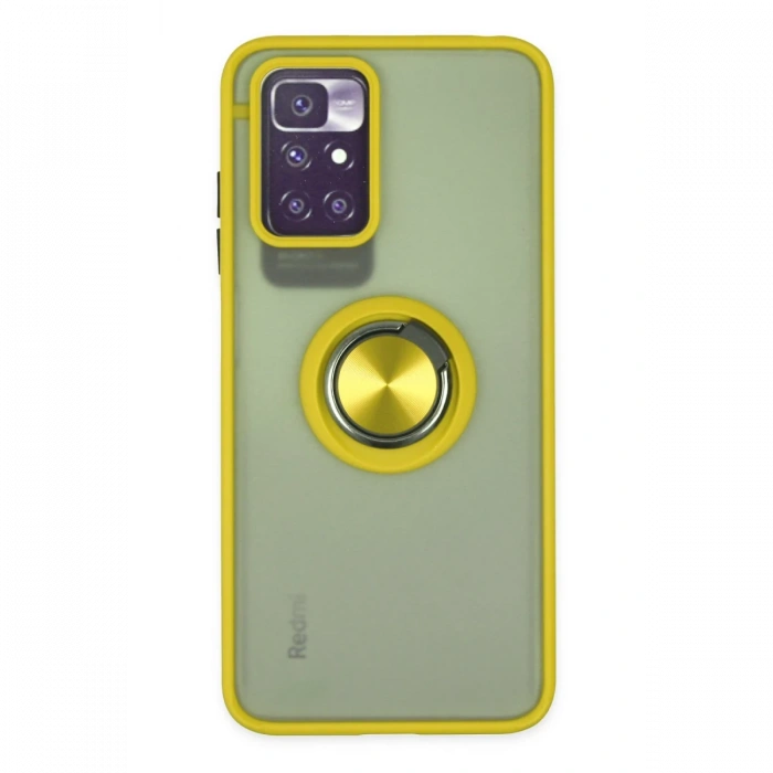 Xiaomi Redmi 10 2022 Kılıf Montreal Yüzüklü Silikon Kapak - Sarı