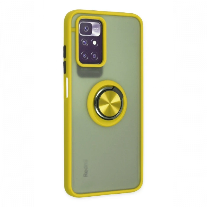 Xiaomi Redmi 10 2022 Kılıf Montreal Yüzüklü Silikon Kapak - Sarı