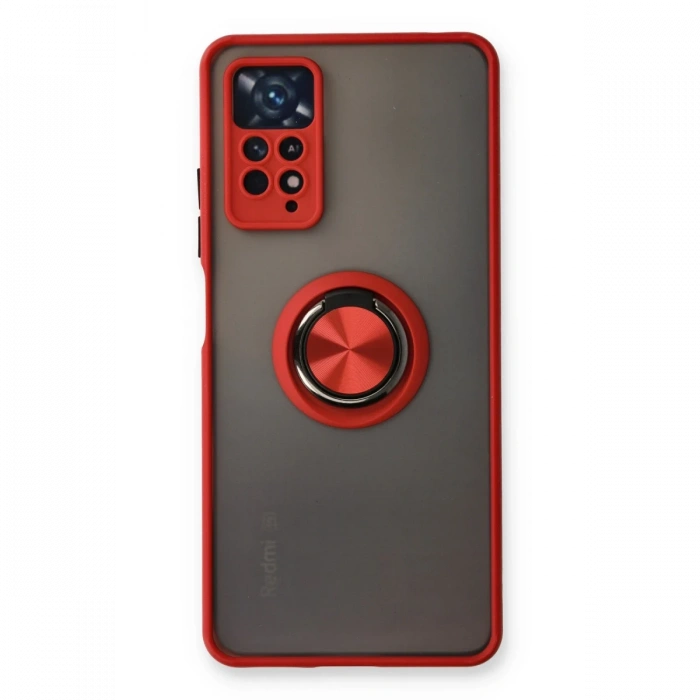 Xiaomi Redmi Note 11 Pro Kılıf Montreal Yüzüklü Silikon Kapak - Kırmızı