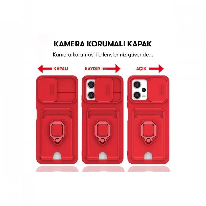 Xiaomi Redmi Note 12 Pro 5G Kılıf Zuma Kartvizitli Yüzüklü Silikon