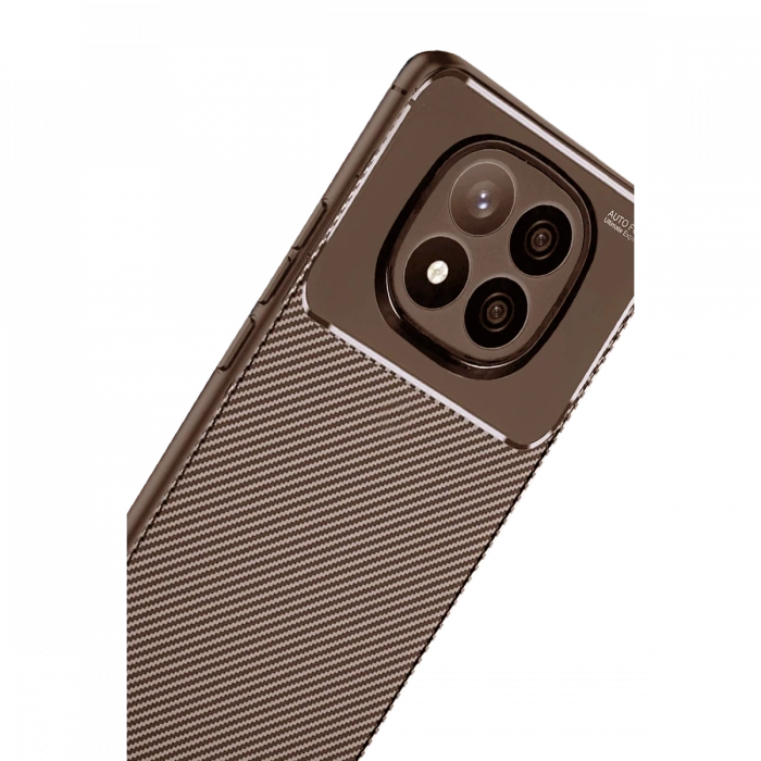 Xiaomi Redmi Note 14 Pro Plus Kılıf Auto Focus Karbon Kapak - Kahverengi
