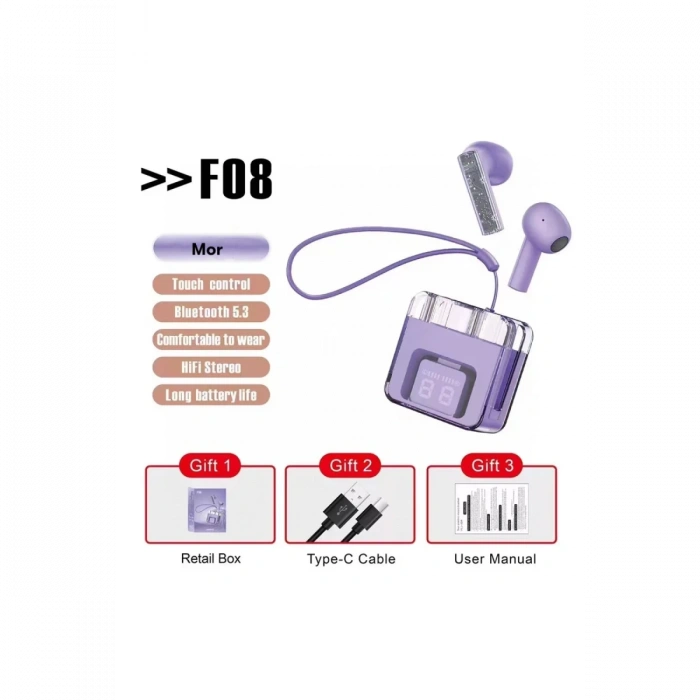 Karler Bass F08 Dijital Şarj Göstergeli TWS Bluetooth Kulaklık