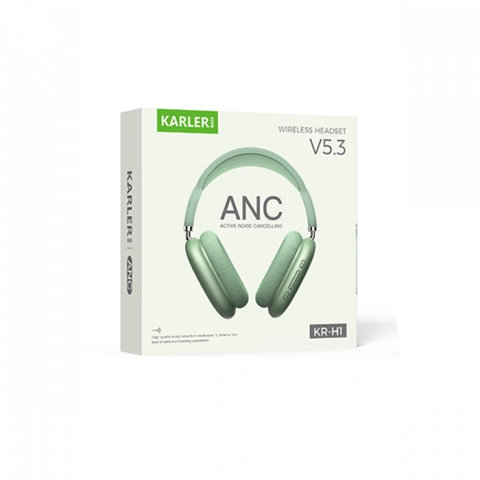 Karler Bass KRH2 Aktif Gürültü Engelleyici Özellikli BT 5.3 Kafaüstü Kablosuz Kulaklık - Yeşil