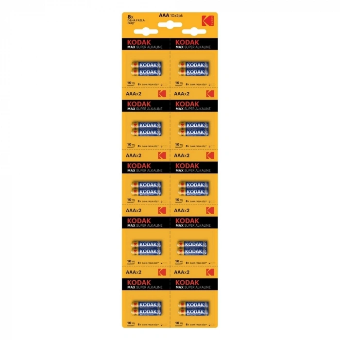 Kodak 20 Adet Max Super Alkalin 2’li Ayrılabilir Kartela İnce Pil