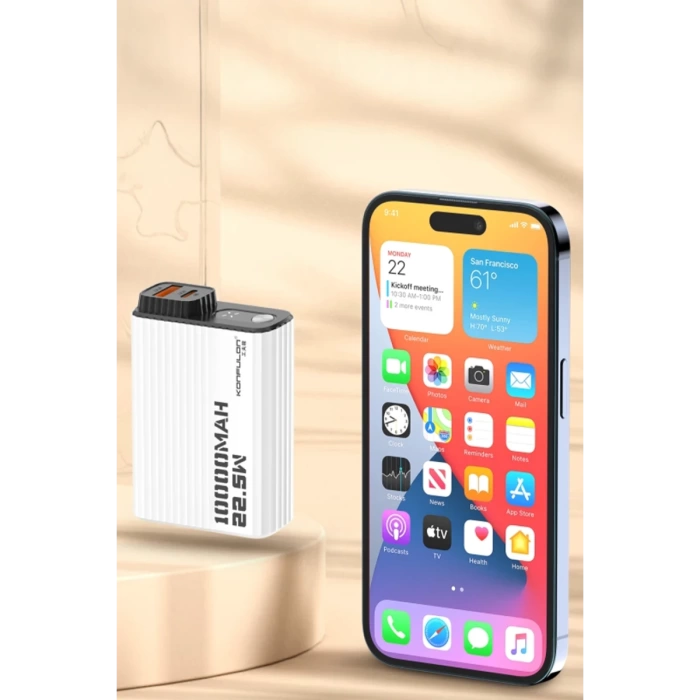 Konfulon A40Q 10.000 mAh PD 20W Mini Powerbank - Siyah-Beyaz