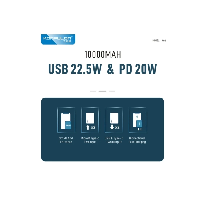 Konfulon A6Q 22.5W Usb 3.0 ve 20W Type