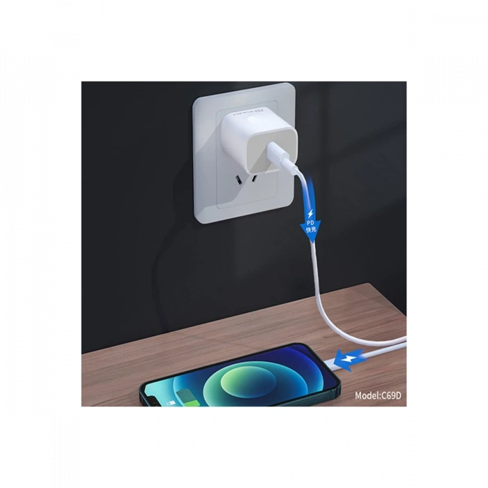 Konfulon C69D 20W + 1M 18W DC15 Type-C to Type-C Kablolu PD Şarj Cihazı