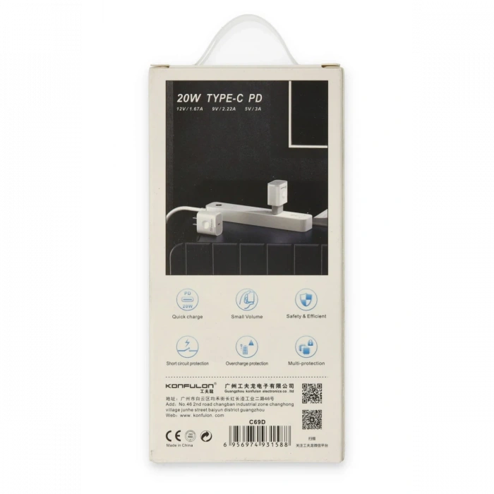 Konfulon C69D 20W Type-C Çıkışlı PD Şarj Cihazı