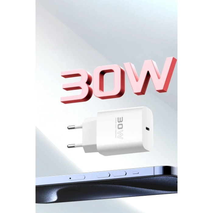 Konfulon C87C 30W Type-C Çıkışlı Ekstra DL51 1M Type-C to Type-C Kablolu PD Şarj Cihazı - Beyaz