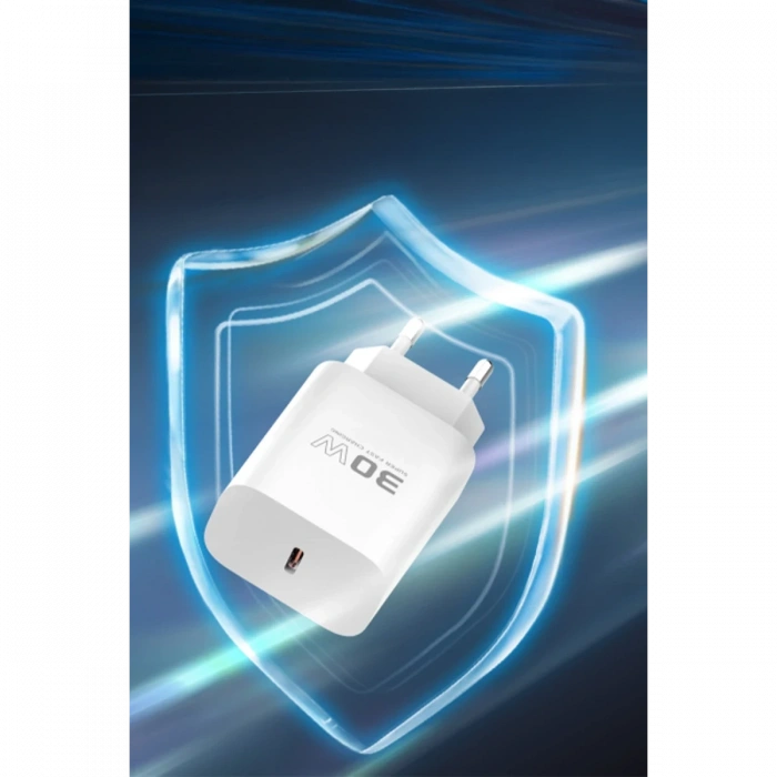 Konfulon C87C 30W Type-C Çıkışlı Ekstra DL51 1M Type-C to Type-C Kablolu PD Şarj Cihazı - Beyaz