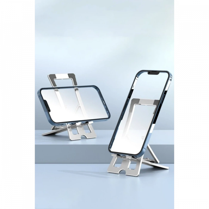 Konfulon CM23 Ayarlanabilir Katlanabilir Masaüstü Telefon Tutucu - Gümüş