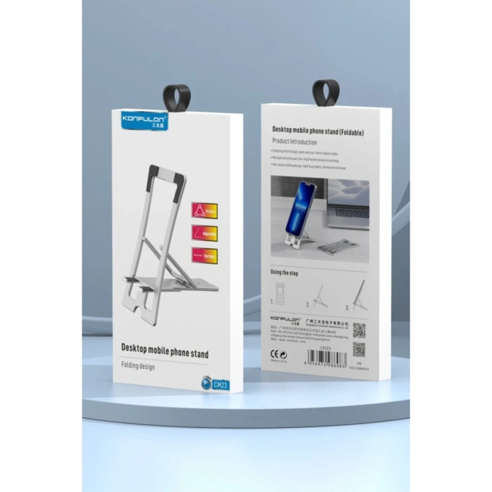 Konfulon CM23 Ayarlanabilir Katlanabilir Masaüstü Telefon Tutucu - Gümüş