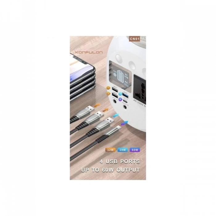 Konfulon CN01 Powerbank 45.000 mAh Kamp Şarj PD - Beyaz