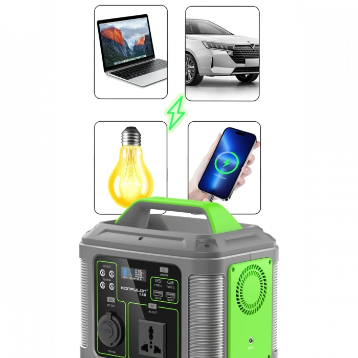 Konfulon CN04 Powerbank 300W 60.000 mAh 5W Led Işıklı Kamp Şarj PD 60W - Gri