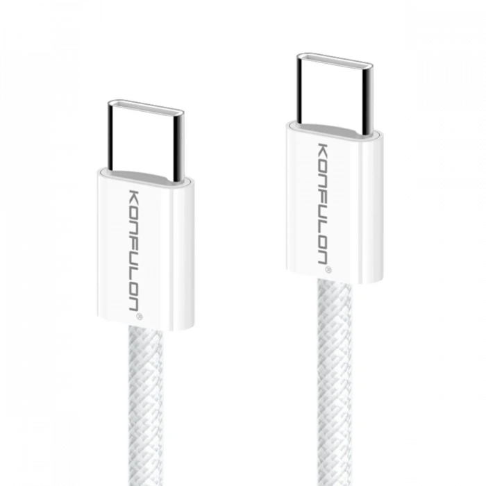 Konfulon DC130 2M 60W Type-C to Type-C Örgülü Hızlı Şarj Kablosu - Beyaz