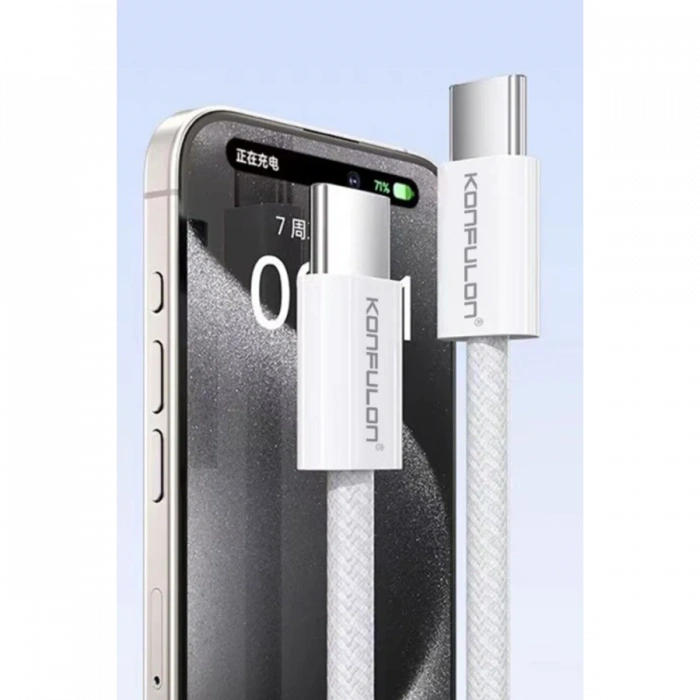 Konfulon DC130 2M 60W Type-C to Type-C Örgülü Hızlı Şarj Kablosu - Beyaz