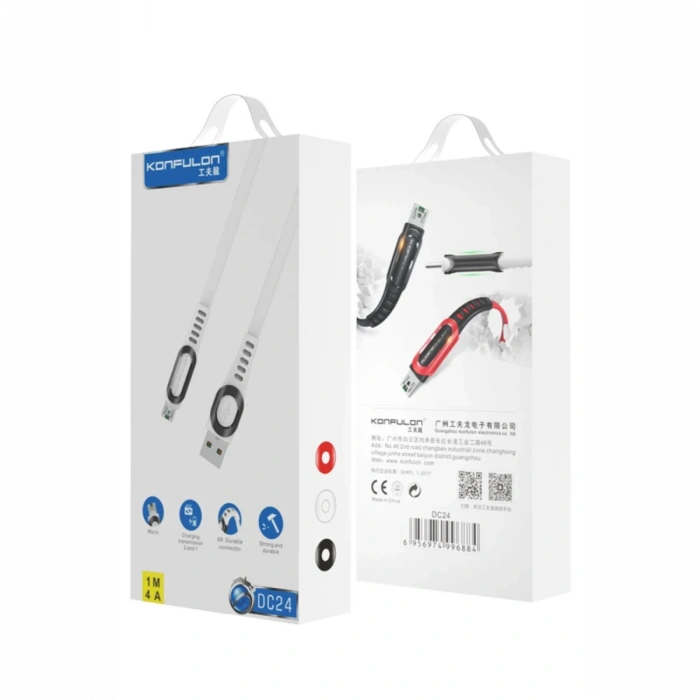 Konfulon DC24 Micro USB Kablo 1.2M 4A