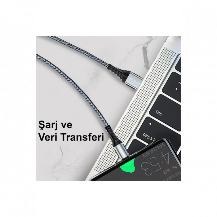 Konfulon DC33 Usb 3.0 to Lightning 1M Tel Örgü 60W Kablo - Gümüş