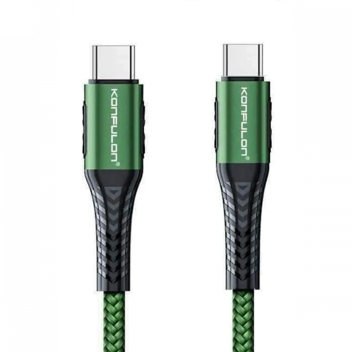 Konfulon DC43 Type-C to Type-C 1M Örgü 60W Hızlı Şarj Kablo - Yeşil