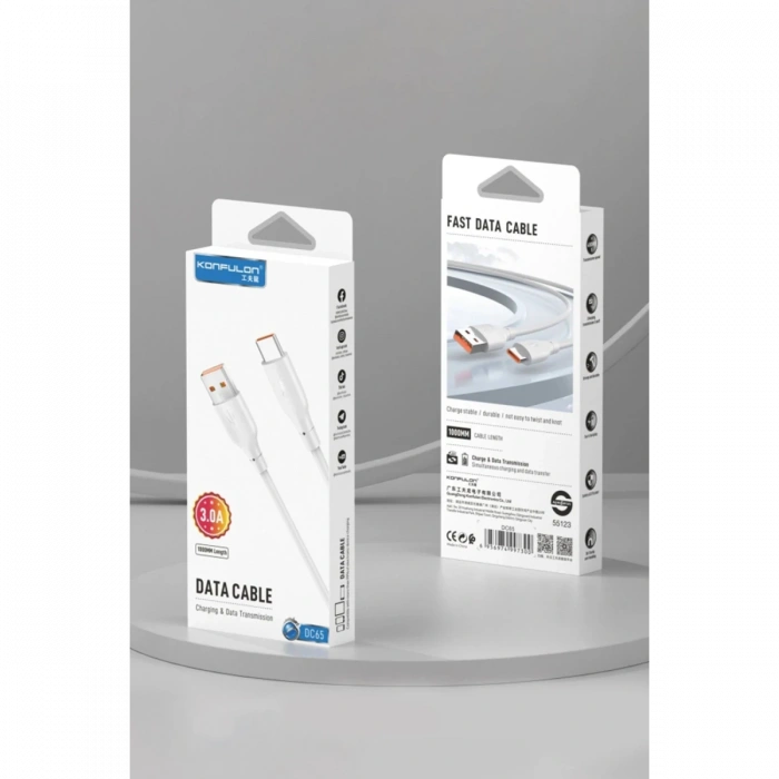 Konfulon DC65 USB to Type-C 1M 3.0A Hızlı Şarj Kablo - Beyaz